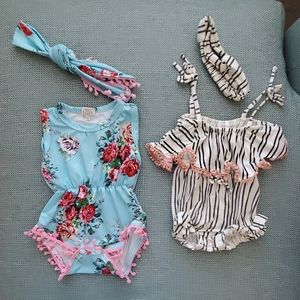 Lot of 2 baby girl rompers